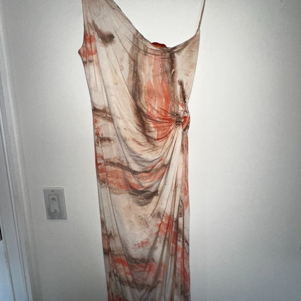 Michelle Jones Women's Pink and Orange One-Shoulder Dress Size M